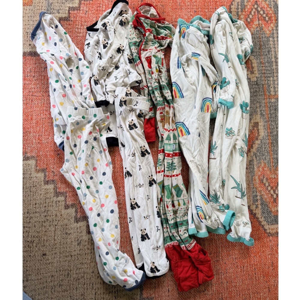 Kyte Baby Little Sleepies Pajamas Kids 18-24M White Bamboo Sleepwear Lot of 5